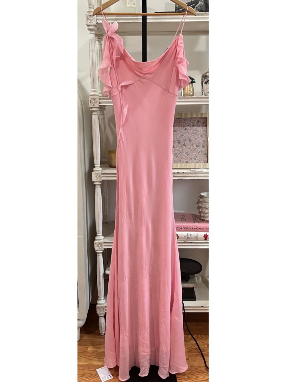 Self-Portrait $615 Georgette Flower Maxi Dress Size 6 US Slip Y2K Ruffle - Picture 5 of 9
